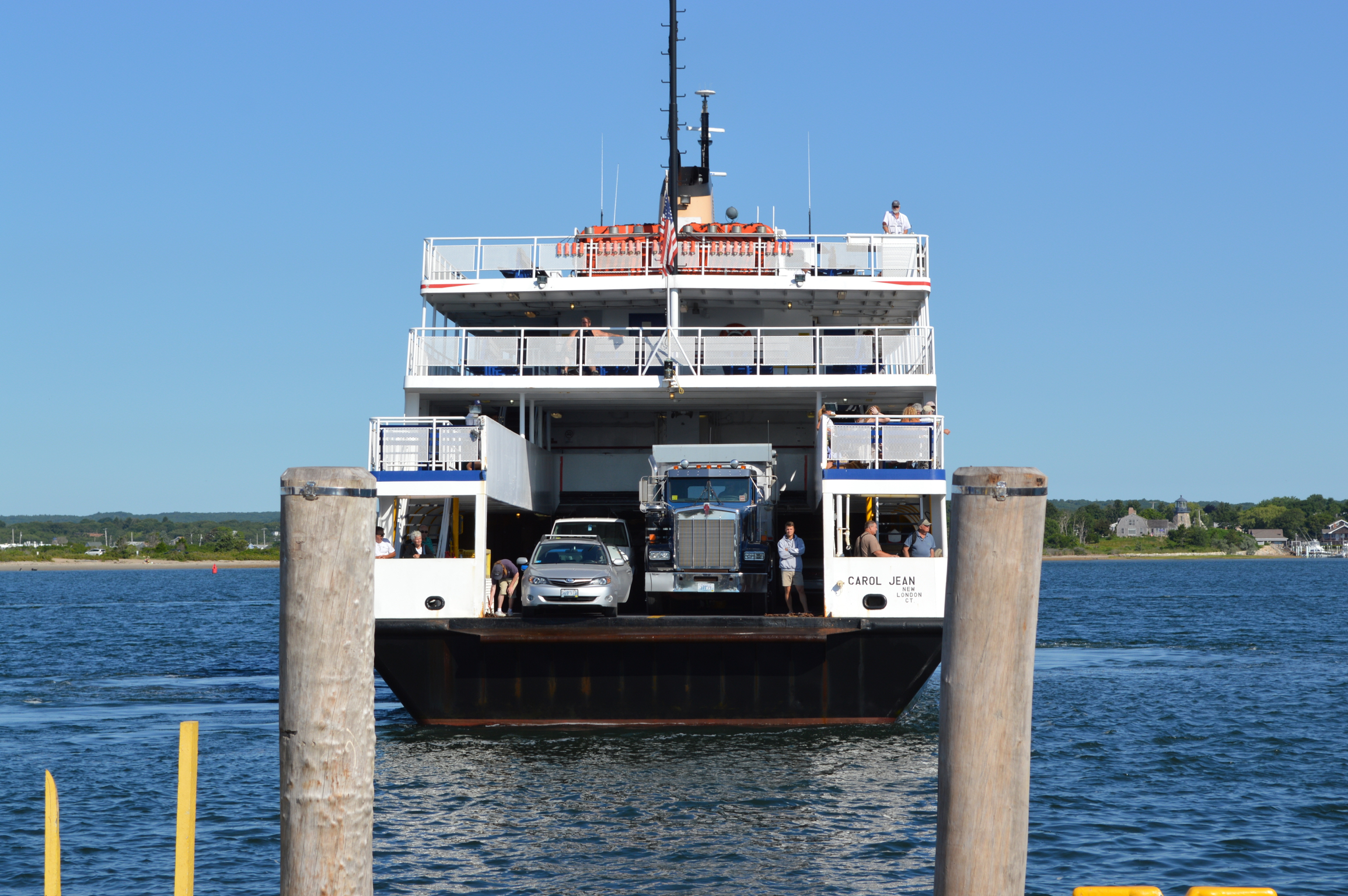 Block Island Ferry vessel docked and loading at the pier